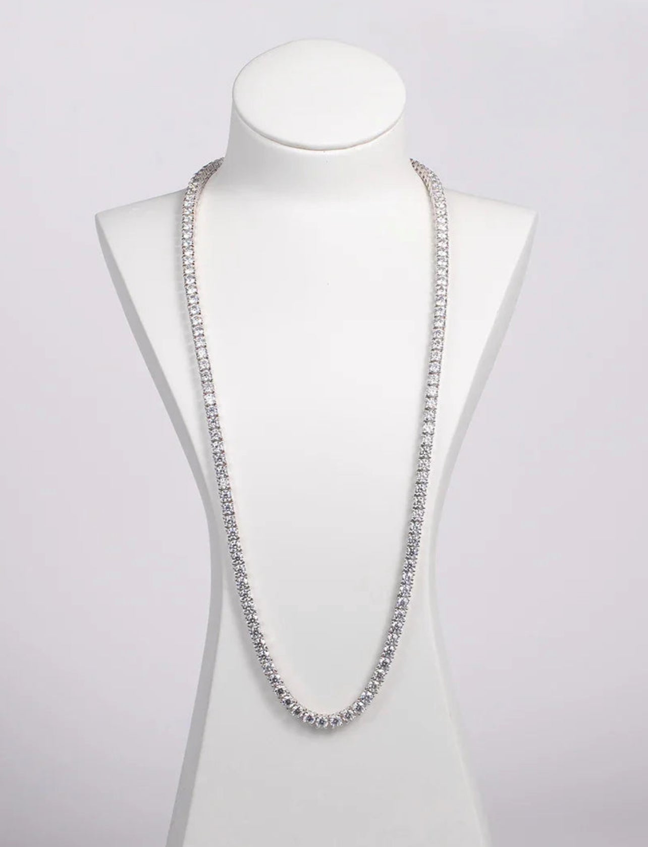Colar Riviera Moissanite Prata 925 Banho de Ouro Branco 18k