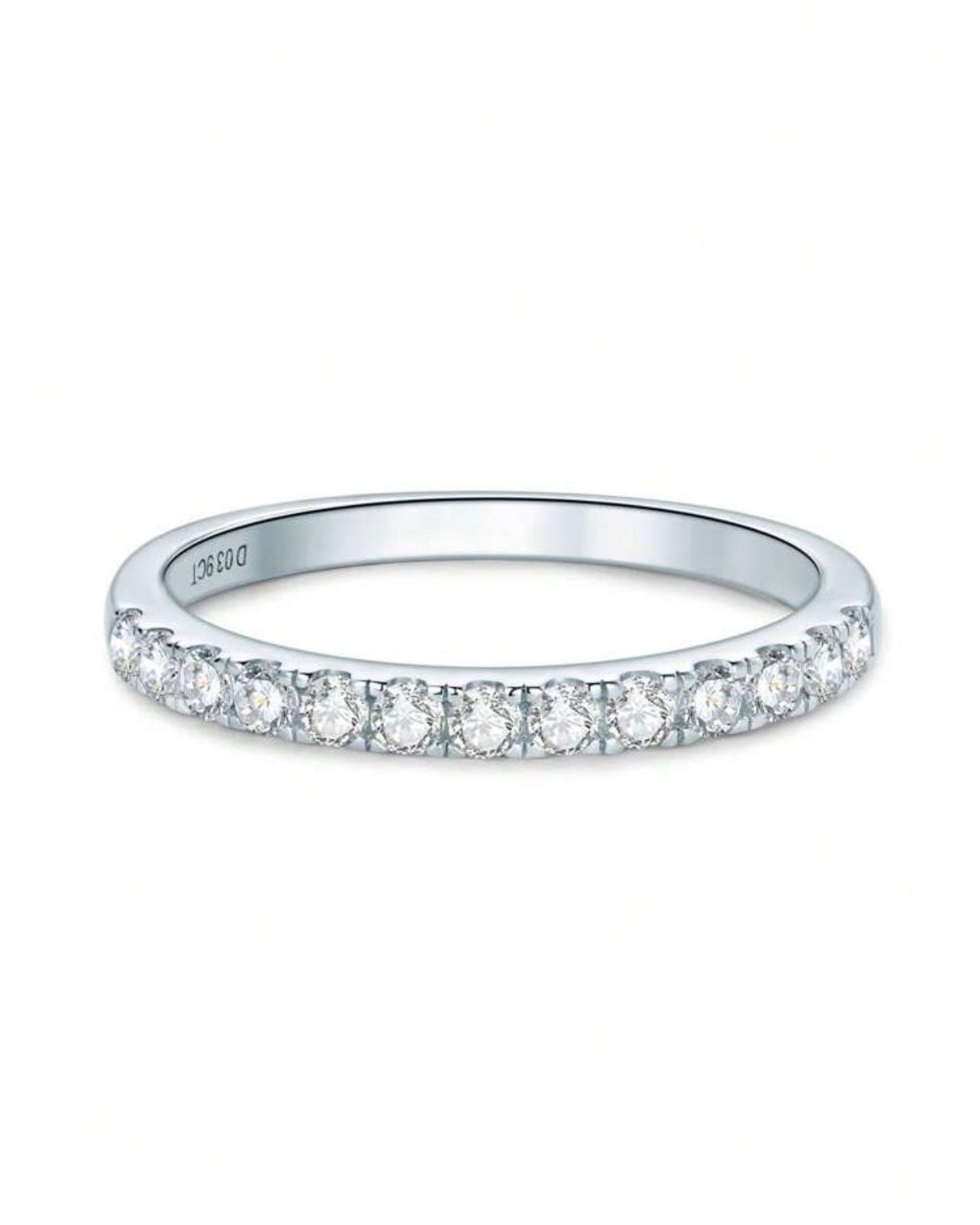 Meia Aliança - Cravejada em Moissanite - Em Prata 925 - 2 mm