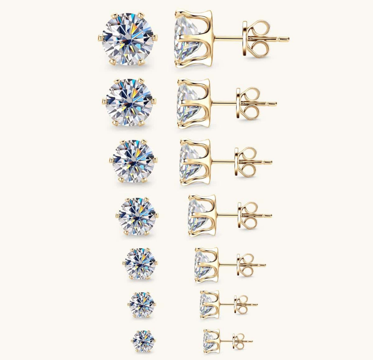 Brinco Ponto Luz Moissanite - Prata 925 Banho de Ouro Amarelo 18 K