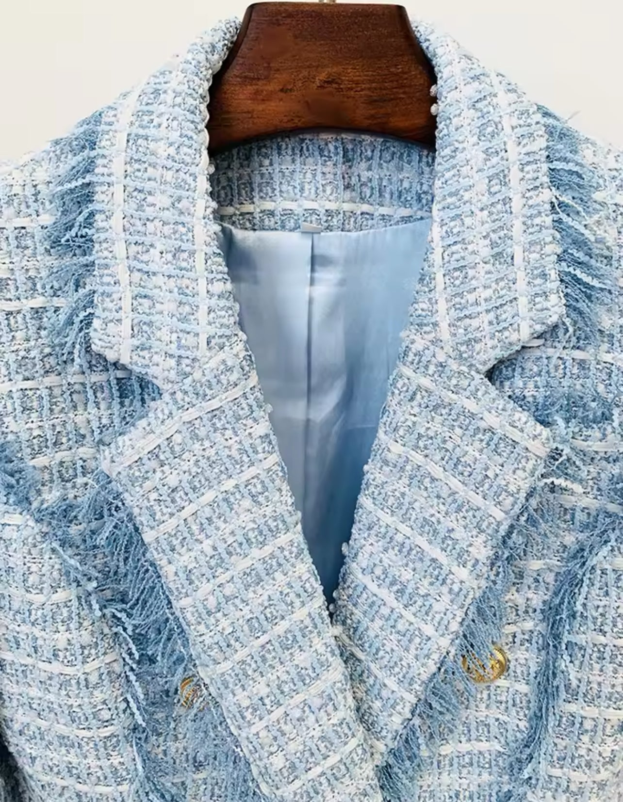 Blazer Azul Tweed Alfaiataria