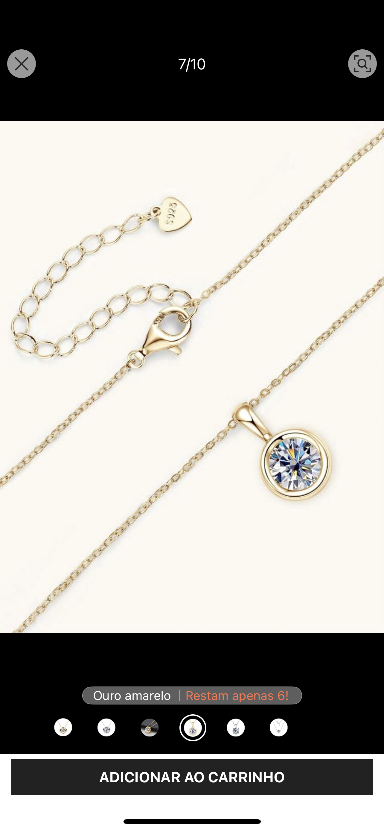 Colar Ponto de Luz Encapado Lumiére Moissanite Clássico cordão Elo Prata 925 Banho de Ouro 18 k Dourado - 2ct  8mm