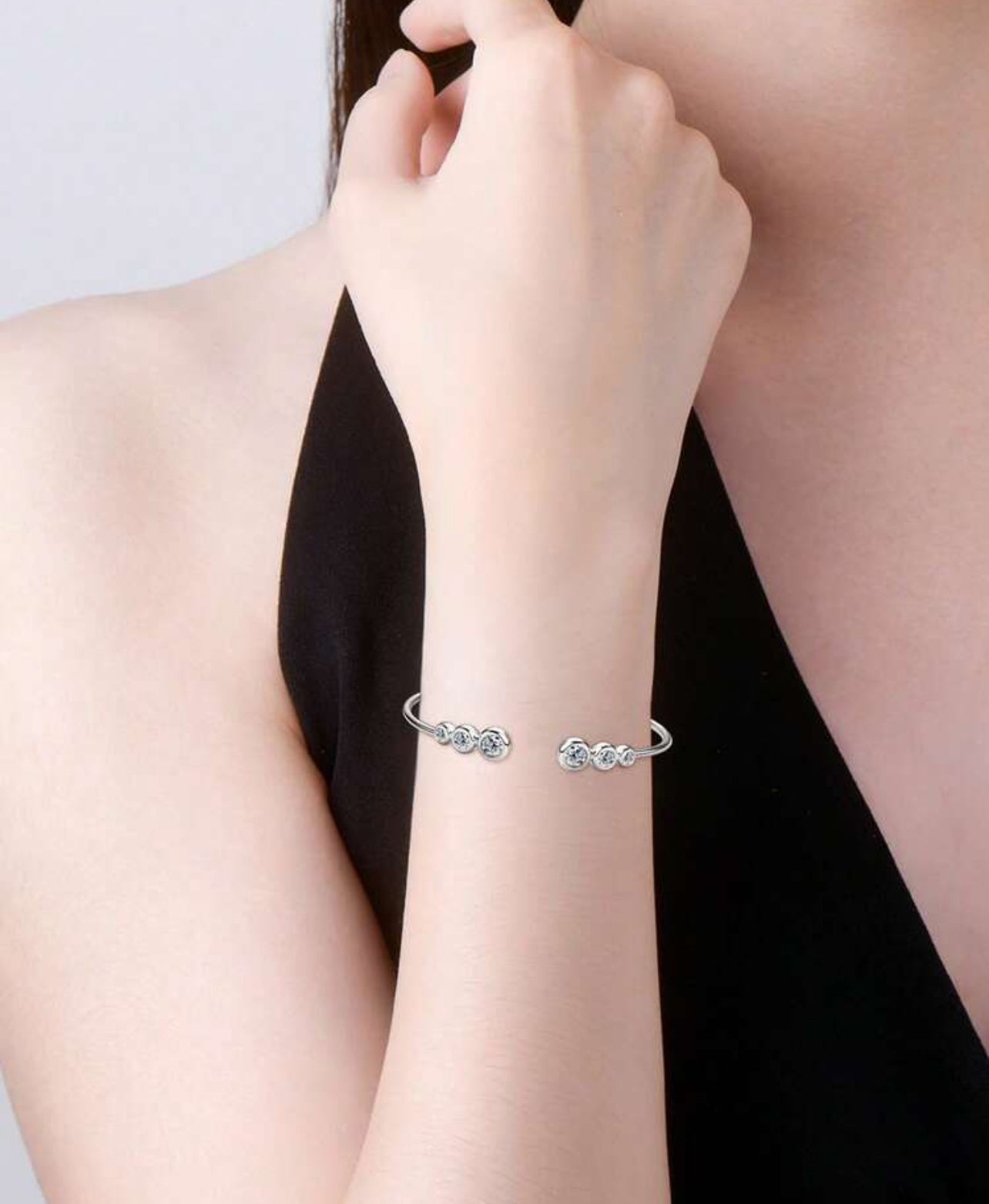 Bracelete Ponto de Luz Encapado Aurora Moissanite Clássico Prata 925 Banho de Ouro 18 k Dourado