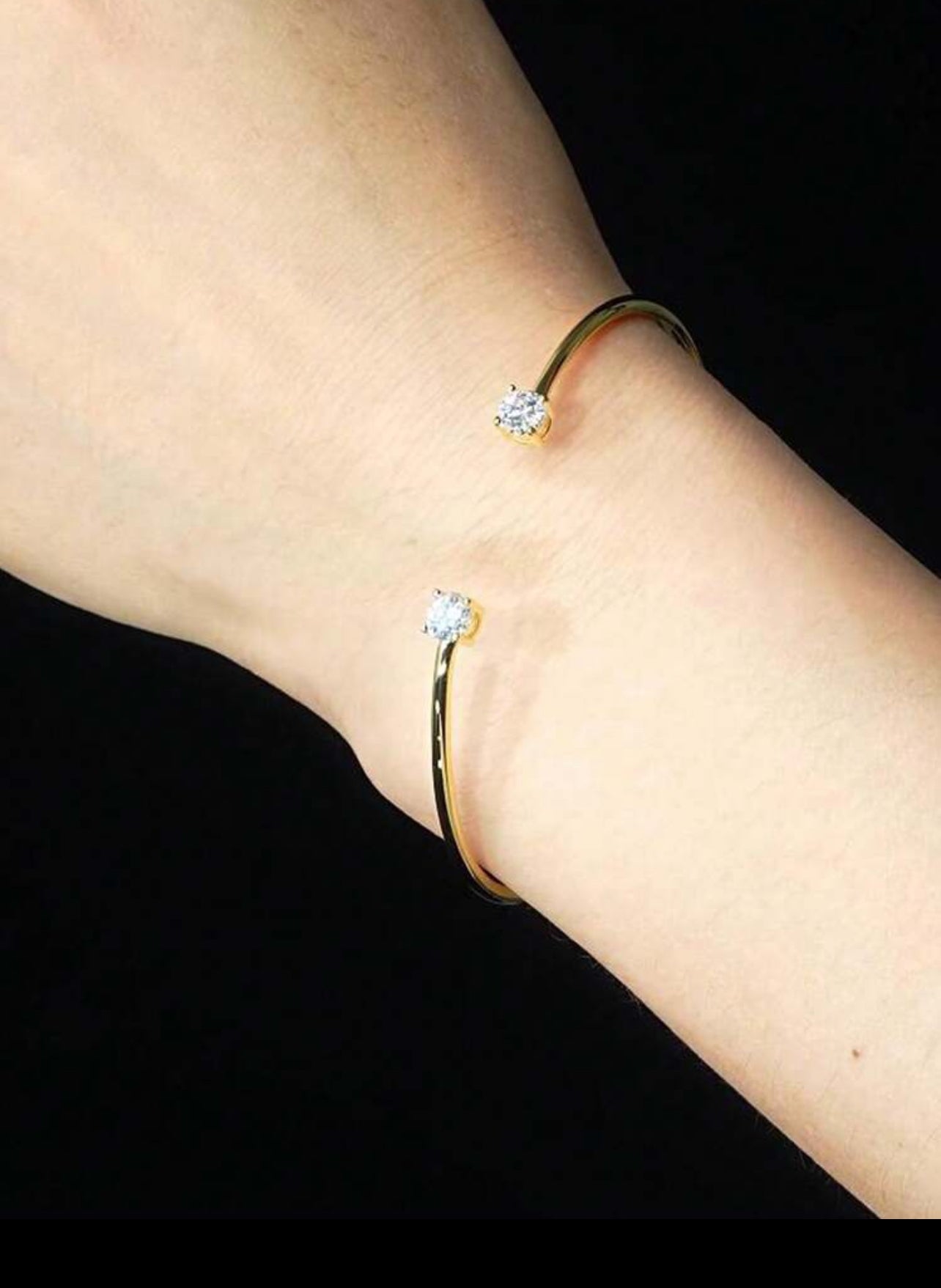 Bracelete Ponto de Luz Encapado Lumiére Moissanite Clássico Prata 925 Banho de Ouro 18 k Dourado