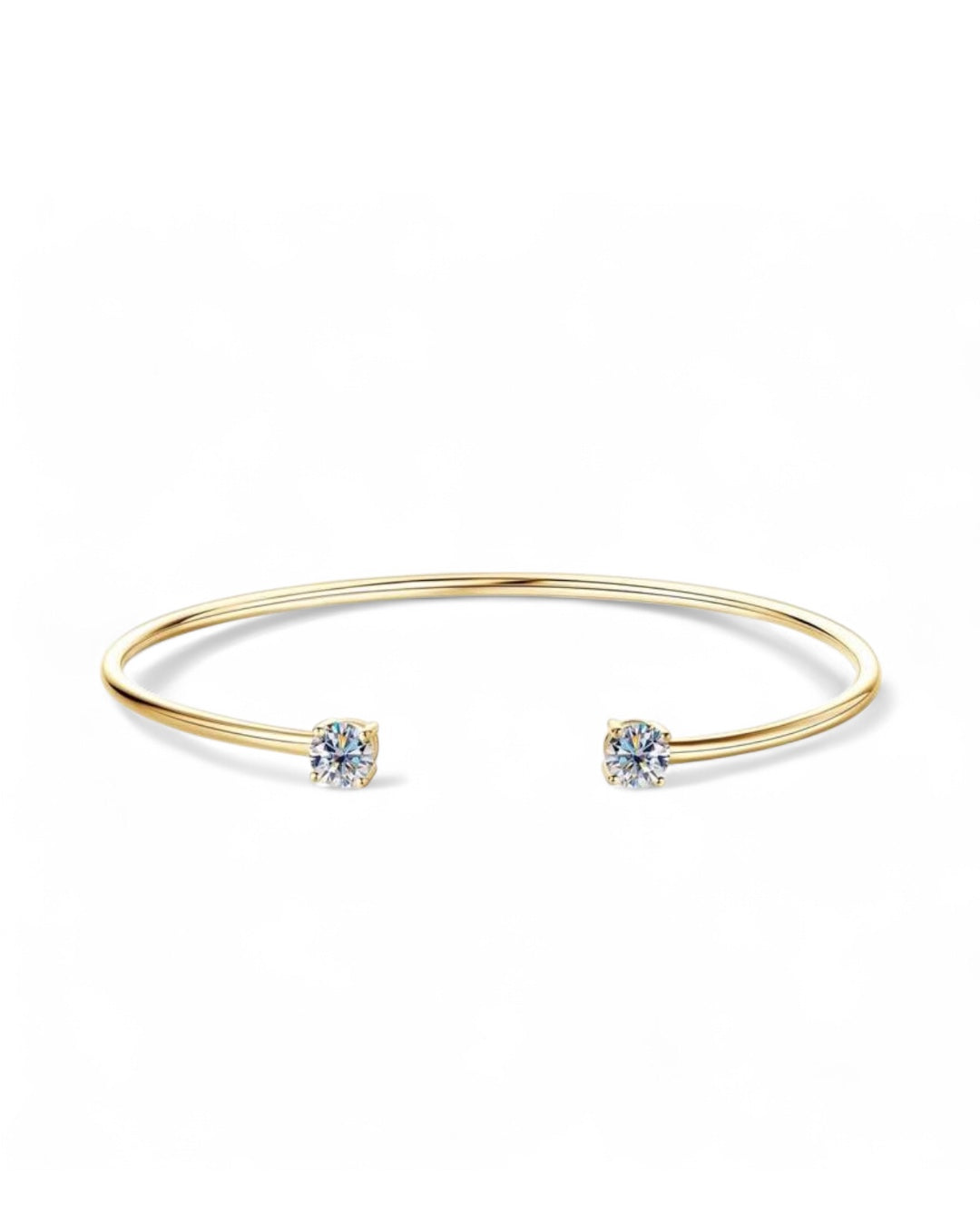 Bracelete Ponto de Luz Encapado Lumiére Moissanite Clássico Prata 925 Banho de Ouro 18 k Dourado