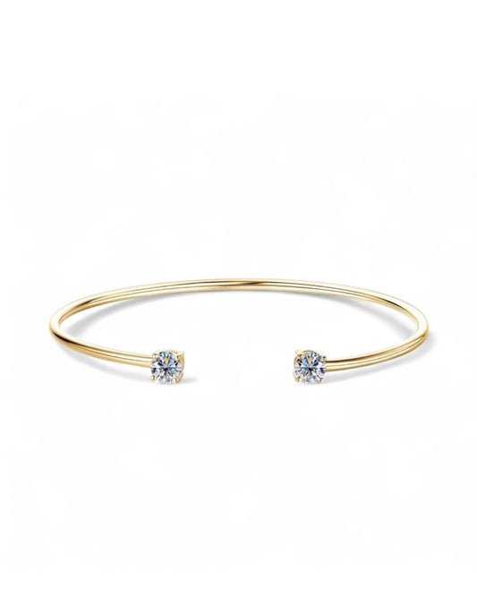 Bracelete Ponto de Luz Encapado Lumiére Moissanite Clássico Prata 925 Banho de Ouro 18 k Dourado