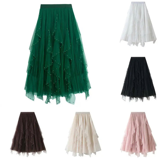 Saia Tule Bordada Pérolas