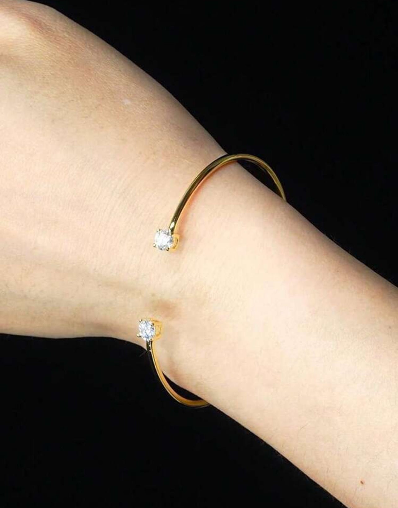 Bracelete Ponto de Luz Encapado Lumiére Moissanite Clássico Prata 925 Banho de Ouro 18 k Dourado