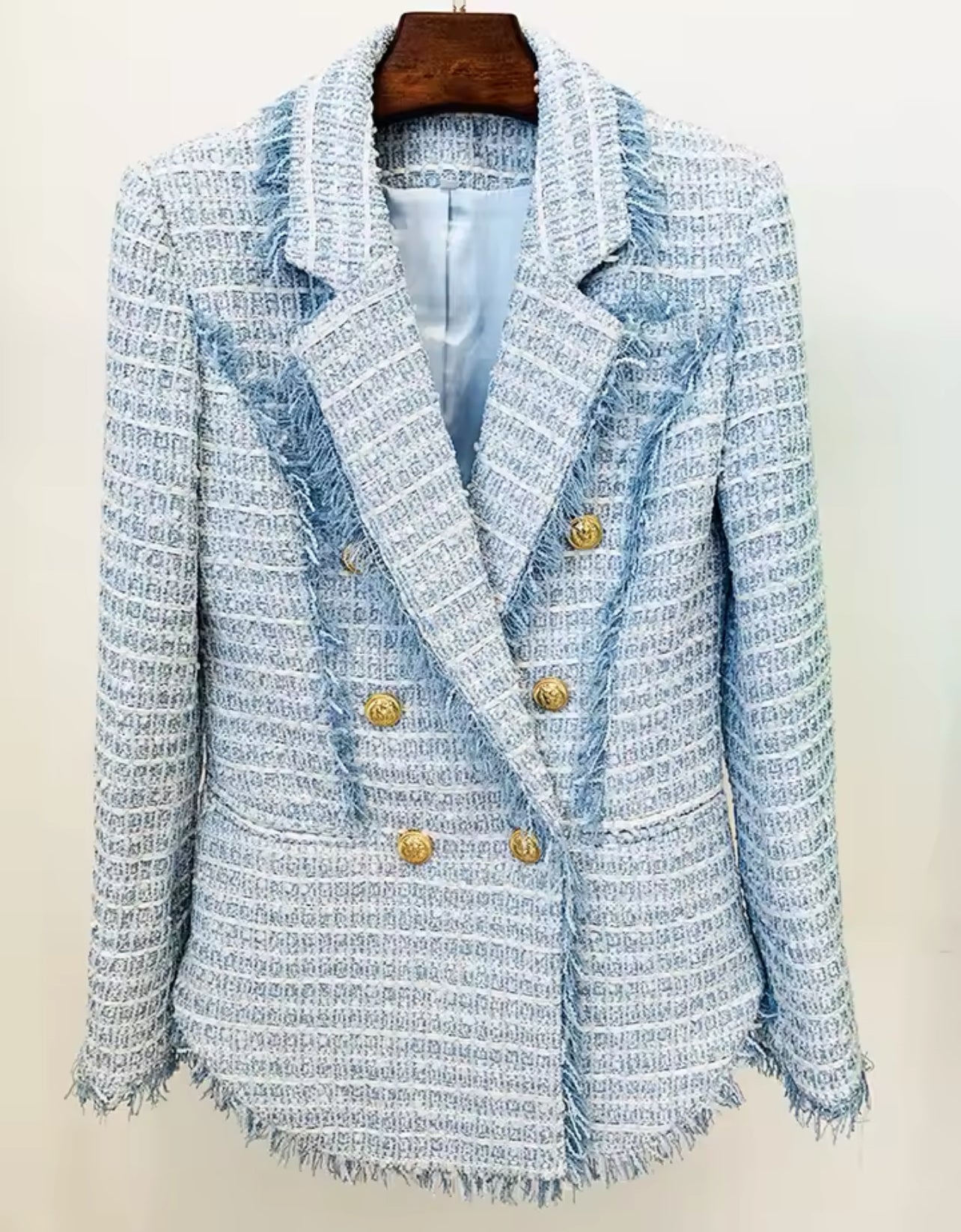 Blazer Azul Tweed Alfaiataria