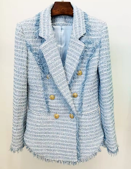 Blazer Azul Tweed Alfaiataria
