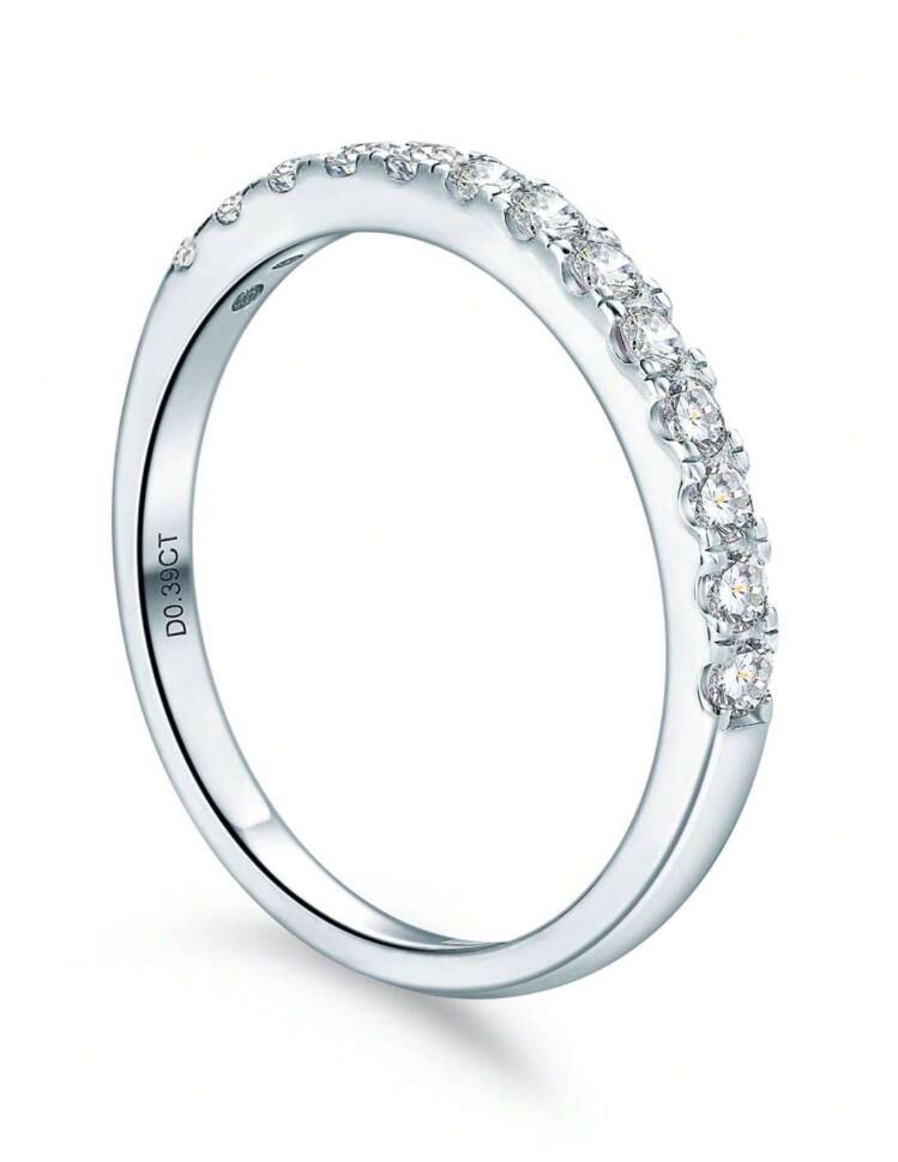 Meia Aliança - Cravejada em Moissanite - Em Prata 925 - 2 mm
