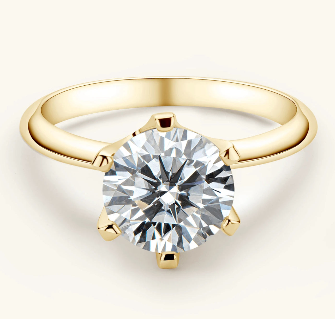 Solitário em Moissanite 1 Pedra com corte redondo,Prata 925, com Banho em ouro Dourado 18k cor D-E, pureza VVS1, com pedras de 9mm,3ct acompanhada de Certificado GRA da pedra