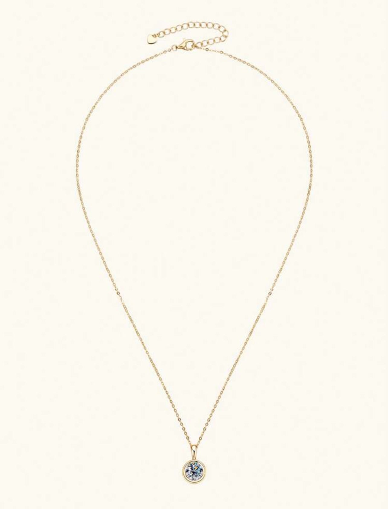 Colar Ponto de Luz Encapado Lumiére Moissanite Clássico cordão Elo Prata 925 Banho de Ouro 18 k Dourado - 1ct 6,5 mm