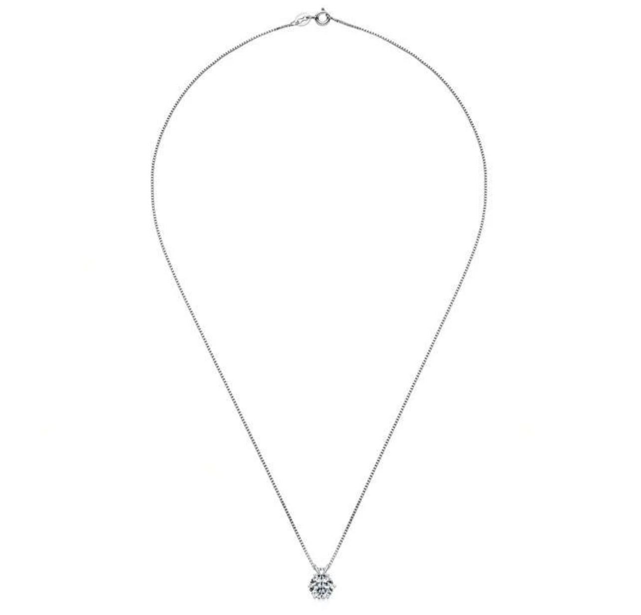 Colar Ponto de Luz Moissanite Clássico / 6,5 mm - 1 CT Prata 925 Banho de Ouro 18 k