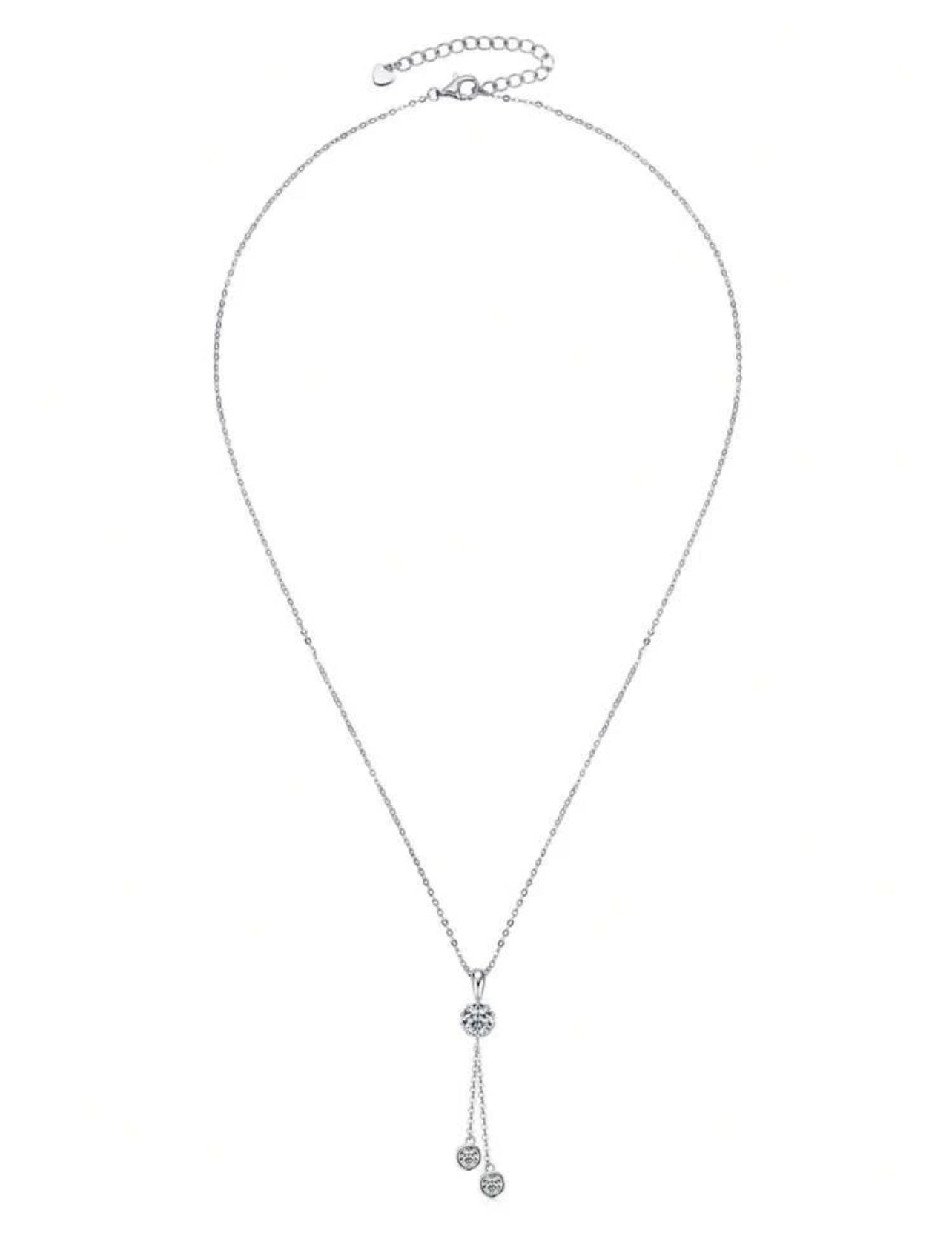 Colar Gravatinha Moissanite Clássico cordão Elo Prata 925 Banho de Ouro 18 k Branco
