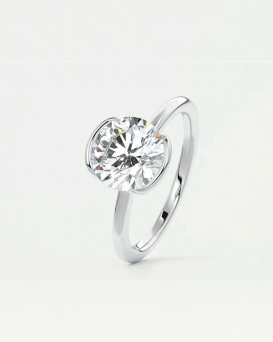 Anel Solitário - Em Moissanite em Prata 925 - 1 ct 6,5 mm Certificado GRA