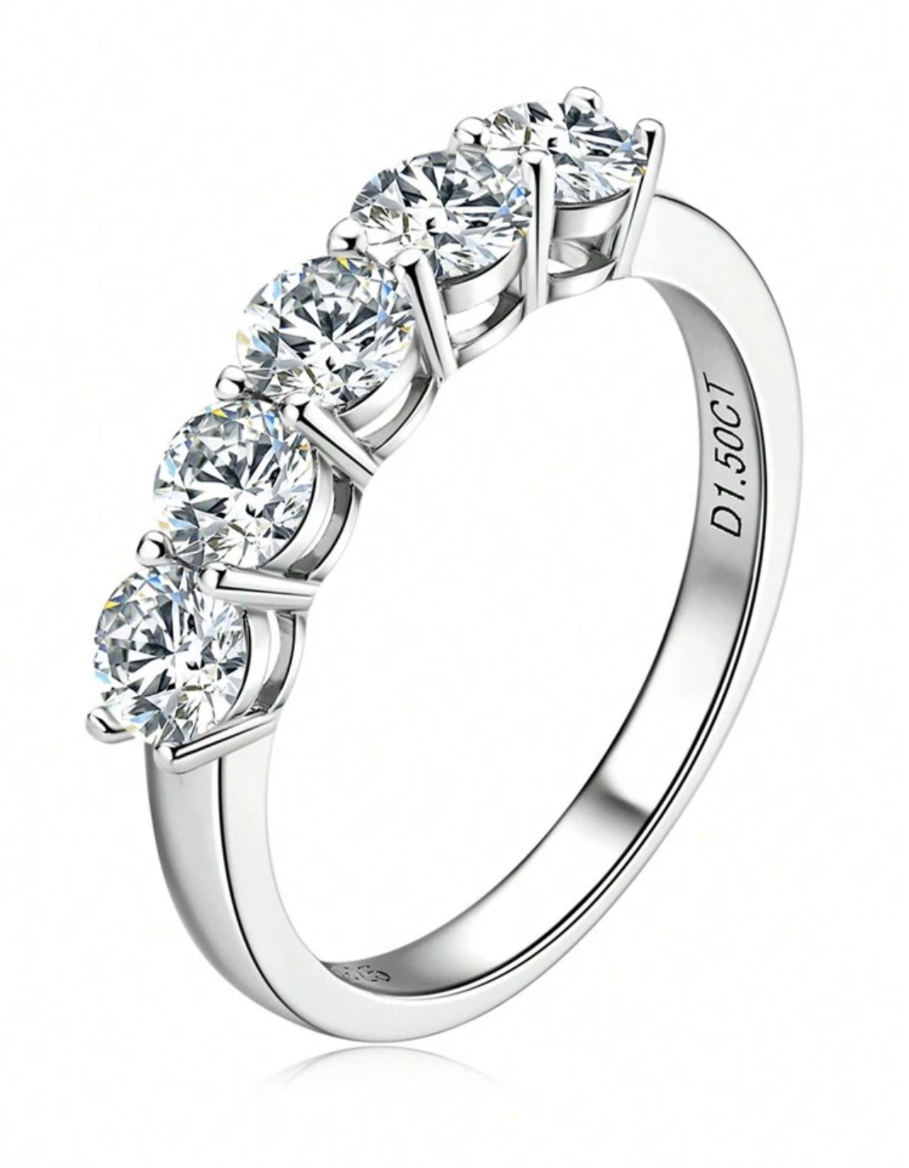 Meia Aliança Moissanite 4mm redondo – Prata 925 com Certificação GRA