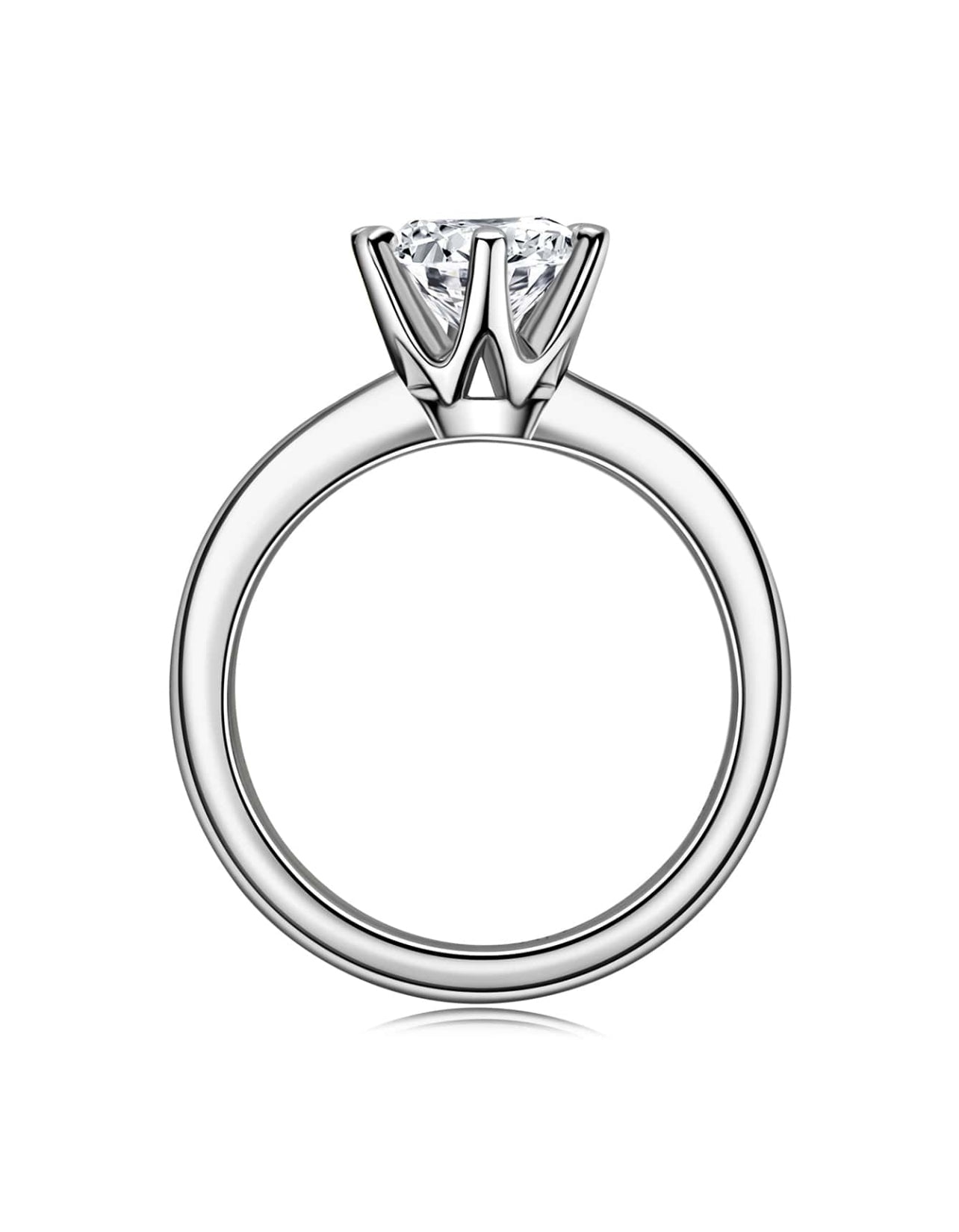 Solitário em Moissanite 1 Pedra com corte redondo,Prata 925, cor D-E, pureza VVS1, com pedras de 8mm, 2ct acompanhada de Certificado GRA da pedra