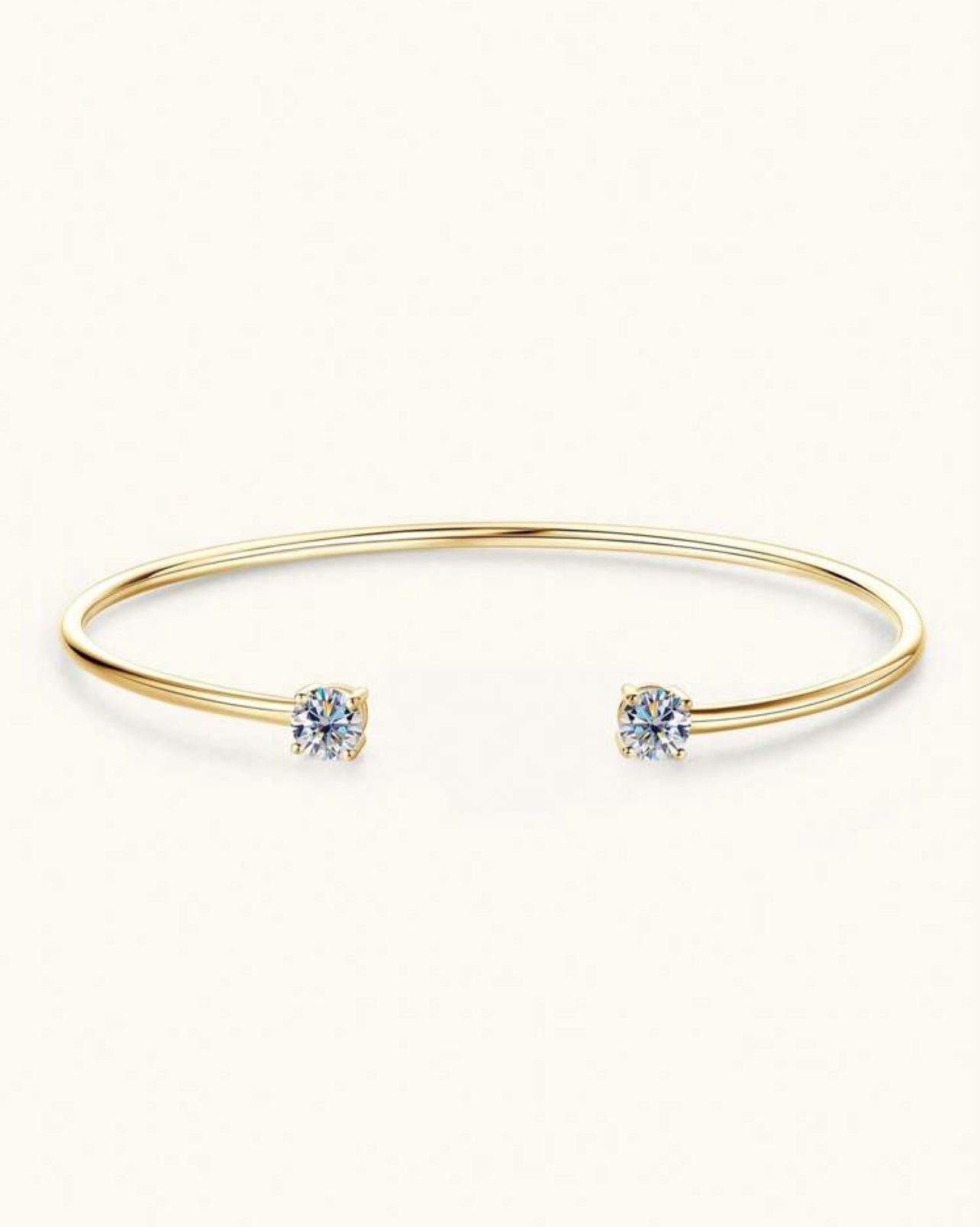 Bracelete Ponto de Luz Encapado Lumiére Moissanite Clássico Prata 925 Banho de Ouro 18 k Dourado