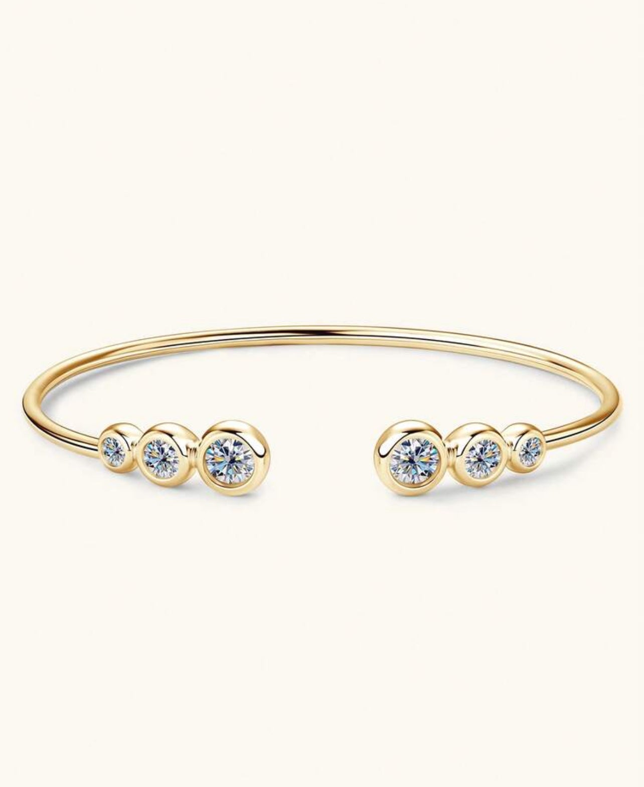Bracelete Ponto de Luz Encapado Aurora Moissanite Clássico Prata 925 Banho de Ouro 18 k Dourado