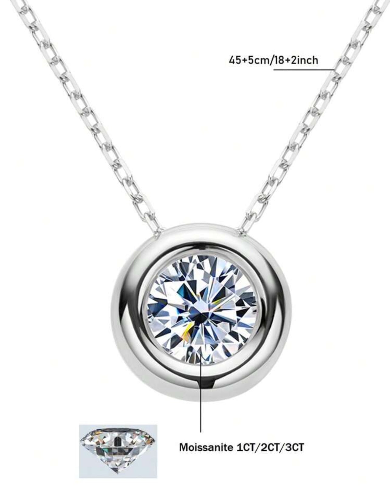 Colar Ponto de Luz Encapado Lumiére Moissanite Clássico cordão Elo Prata 925 Banho de Ouro 18 k Branco