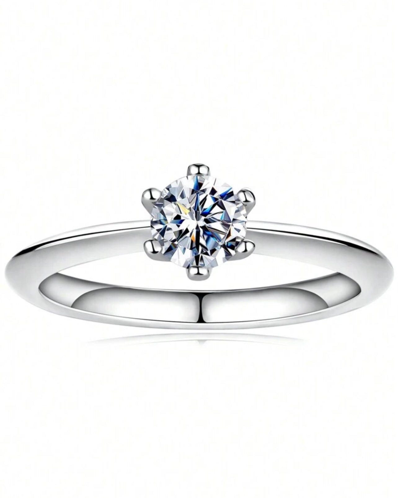 Solitário em Moissanite 1 Pedra com corte redondo,Prata 925, cor D-E, pureza VVS1, com pedras de 5mm, 0,05 ct acompanhada de Certificado GRA da pedra