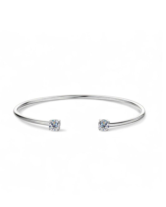 Bracelete Ponto de Luz Encapado Lumiére Moissanite Clássico Prata 925 Banho de Ouro 18 k Branco