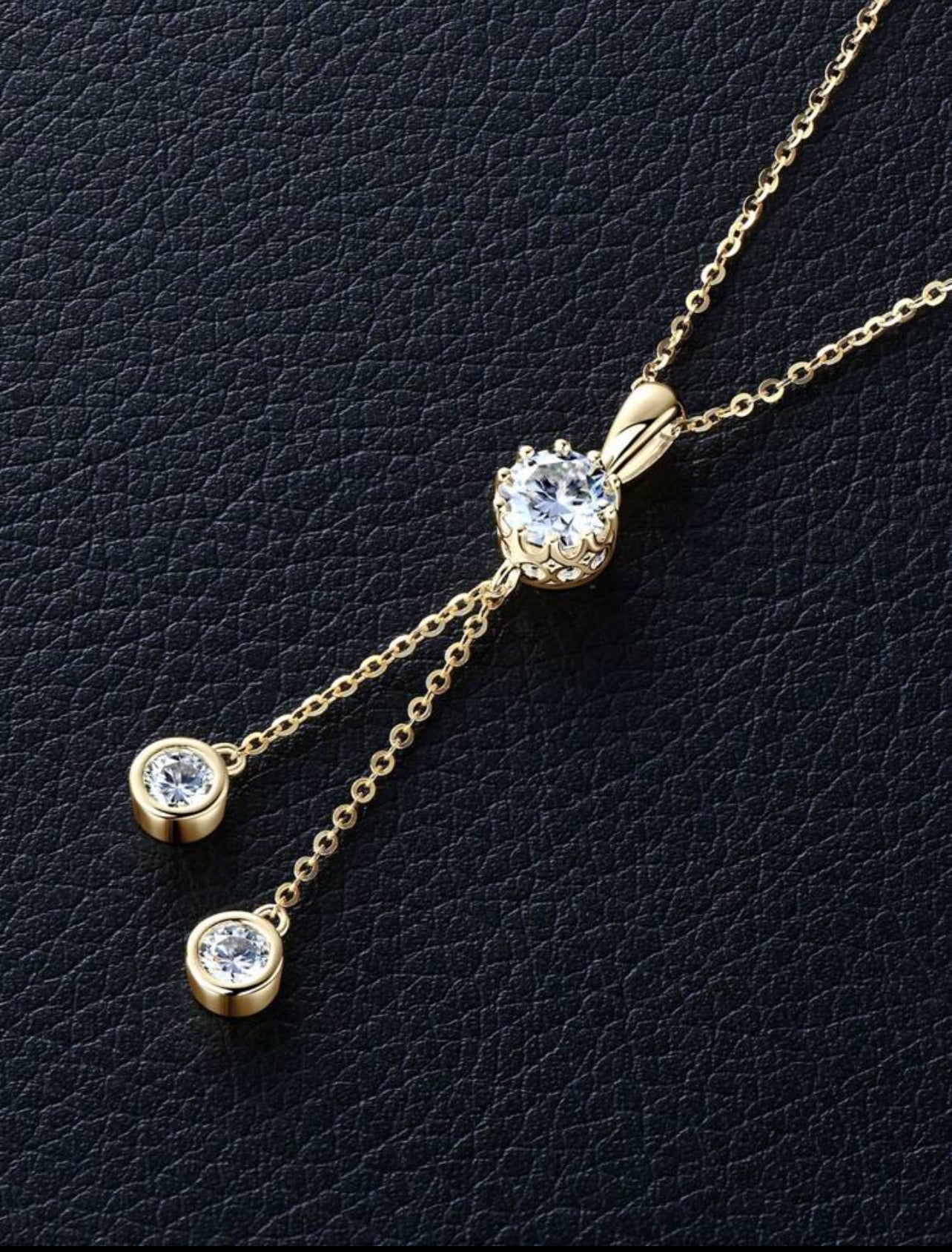 Colar Gravatinha Moissanite Clássico cordão Elo Prata 925 Banho de Ouro 18 k Dourado
