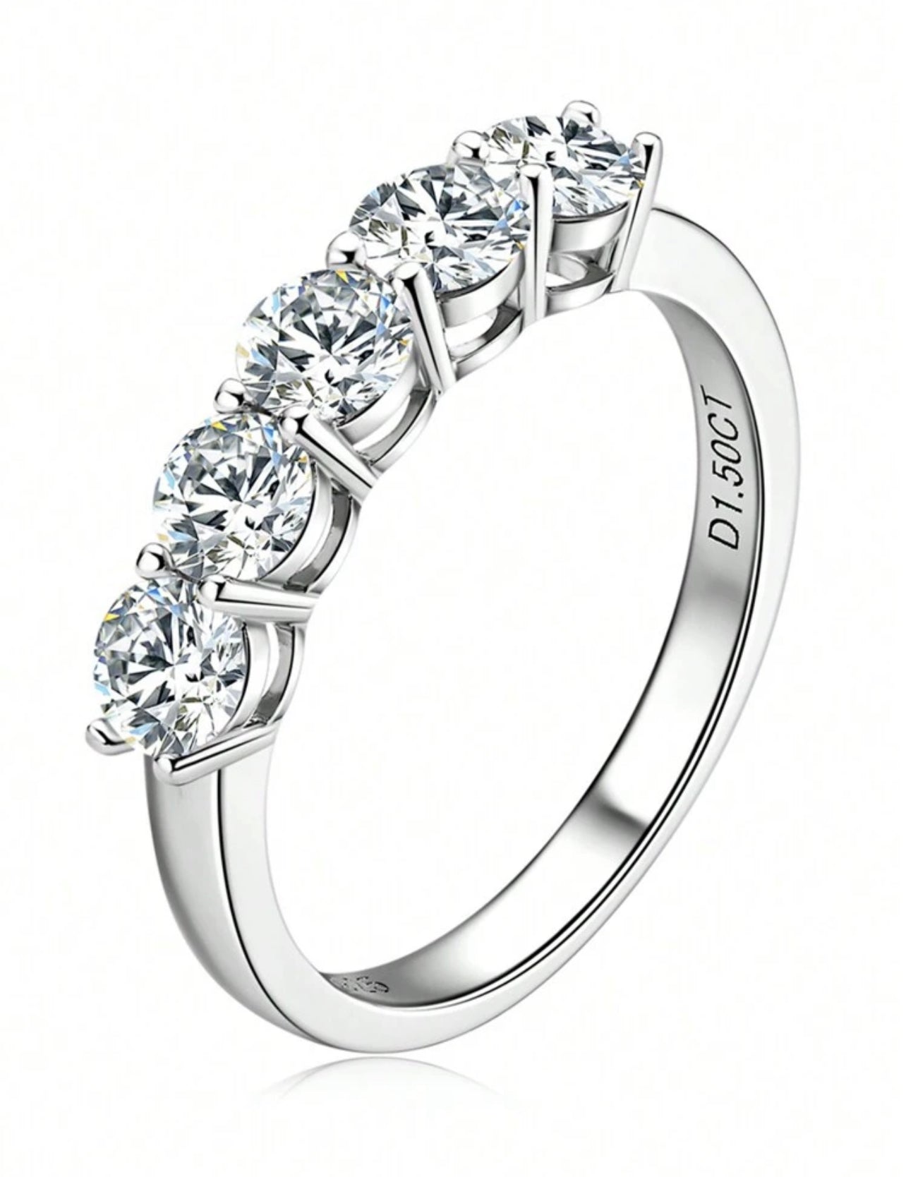 Meia Aliança - Cravejada em Moissanite - Em Prata 925 - 4 mm