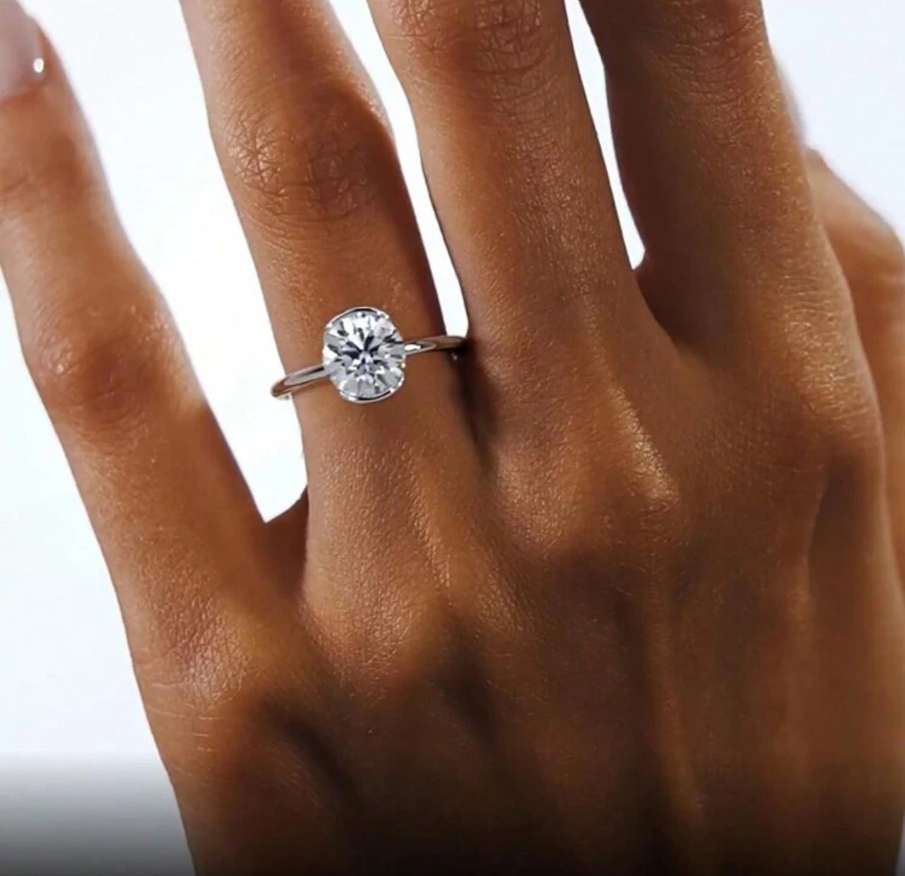 Anel Solitário - Em Moissanite em Prata 925 - 1 ct 6,5 mm Certificado GRA