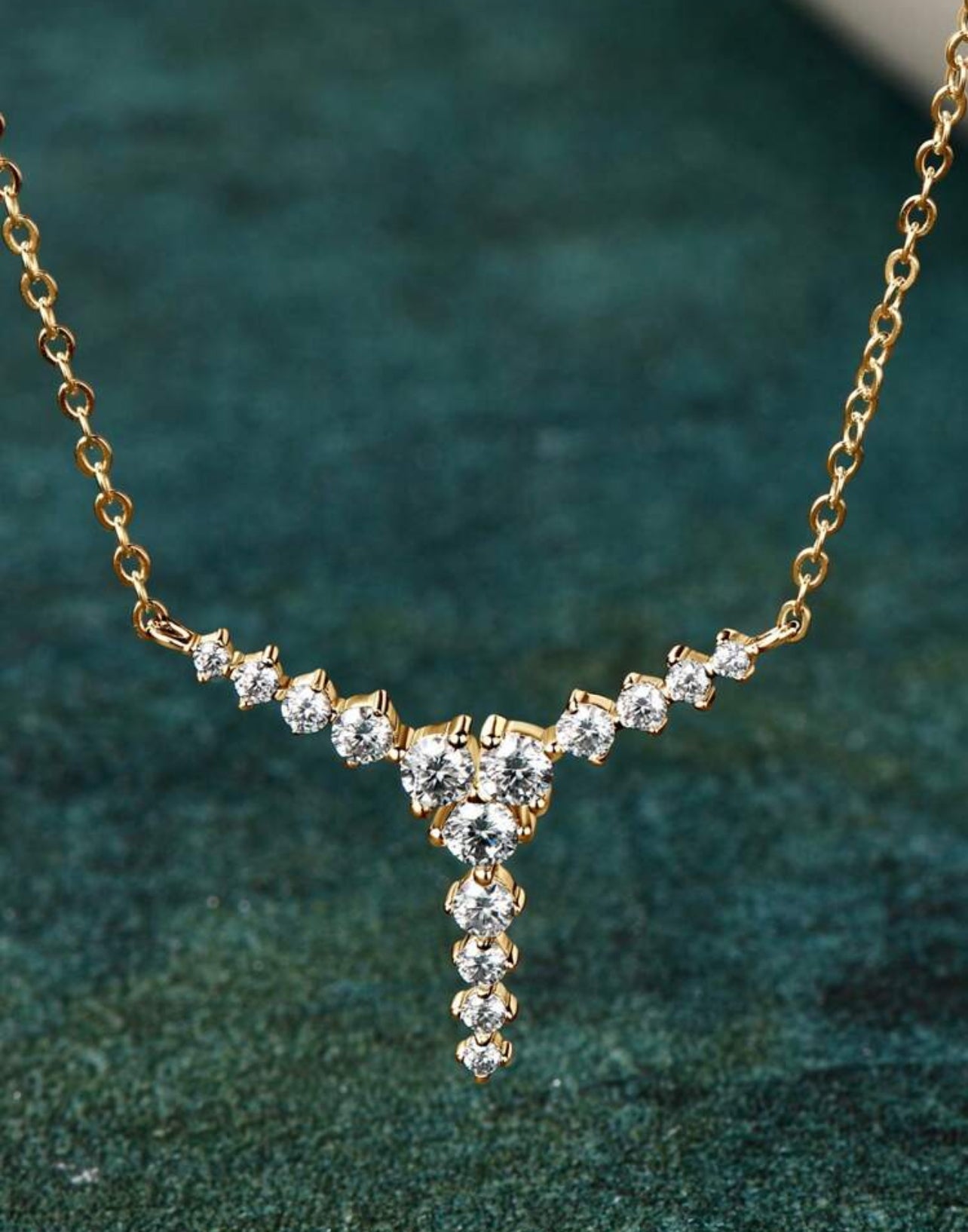 Colar Aurora em Moissanite Clássico cordão Elo Prata 925 Banho de Ouro Dourado 18k