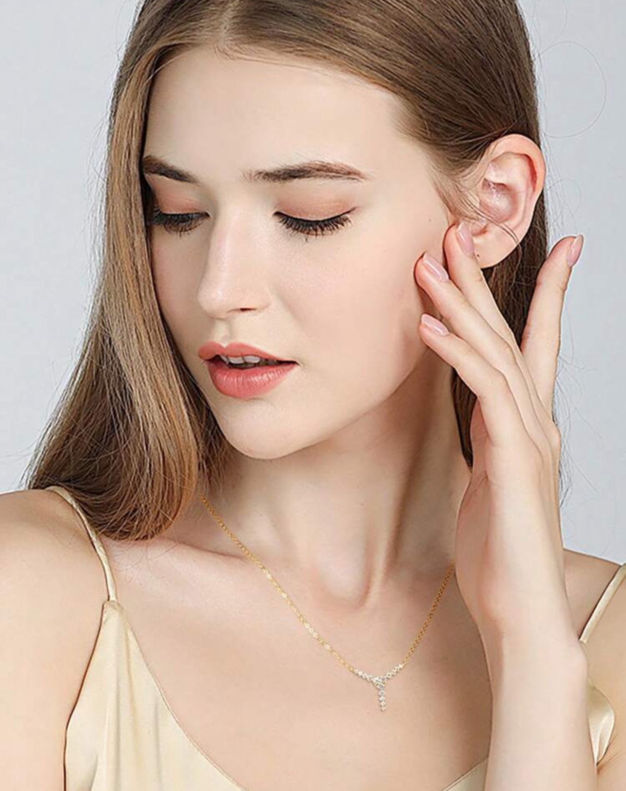 Colar Aurora em Moissanite Clássico cordão Elo Prata 925 Banho de Ouro Dourado 18k