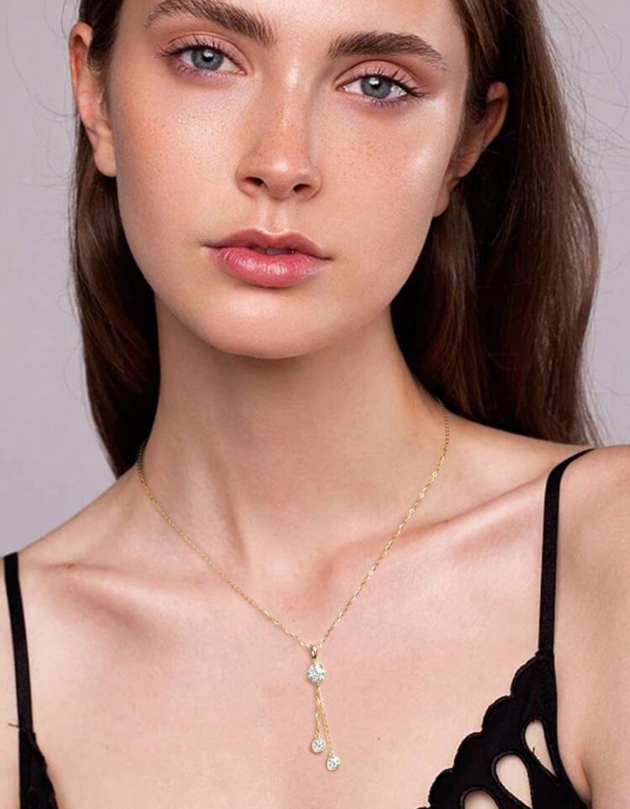 Colar Gravatinha Moissanite Clássico cordão Elo Prata 925 Banho de Ouro 18 k Dourado