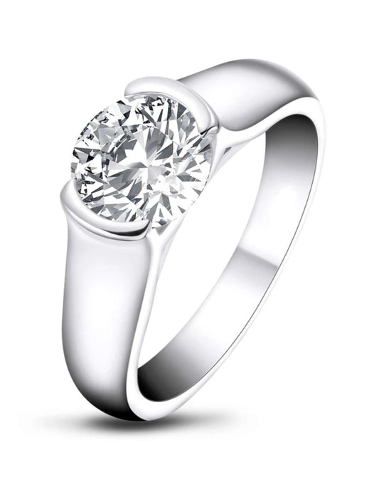Anel Solitário - Em Moissanite em Prata 925 - proporcionando um acabamento luxuoso e durável - Certificado GRA - 2Ct 8mm