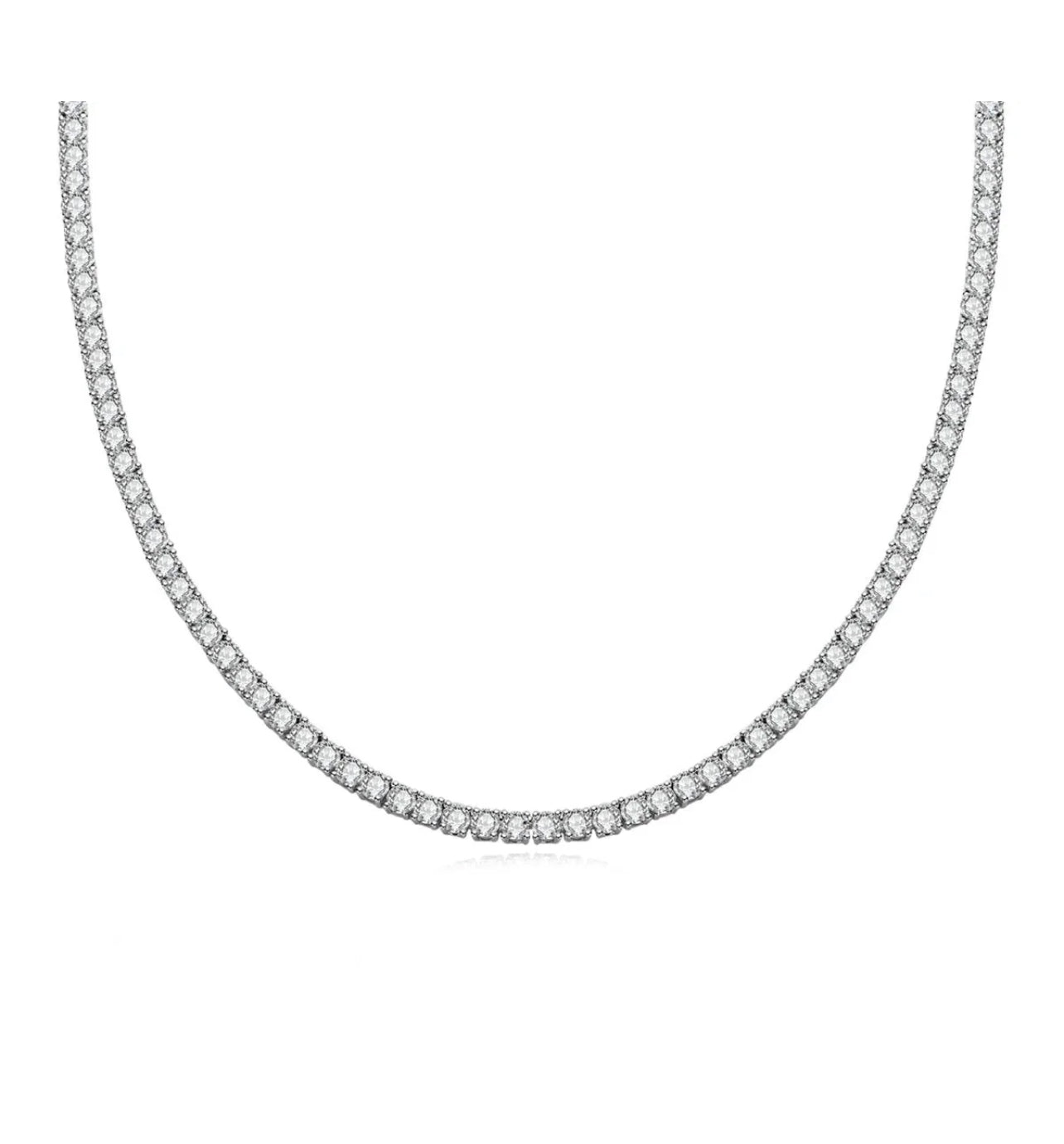 Colar Riviera Moissanite Prata 925 Banho de Ouro Branco 18k