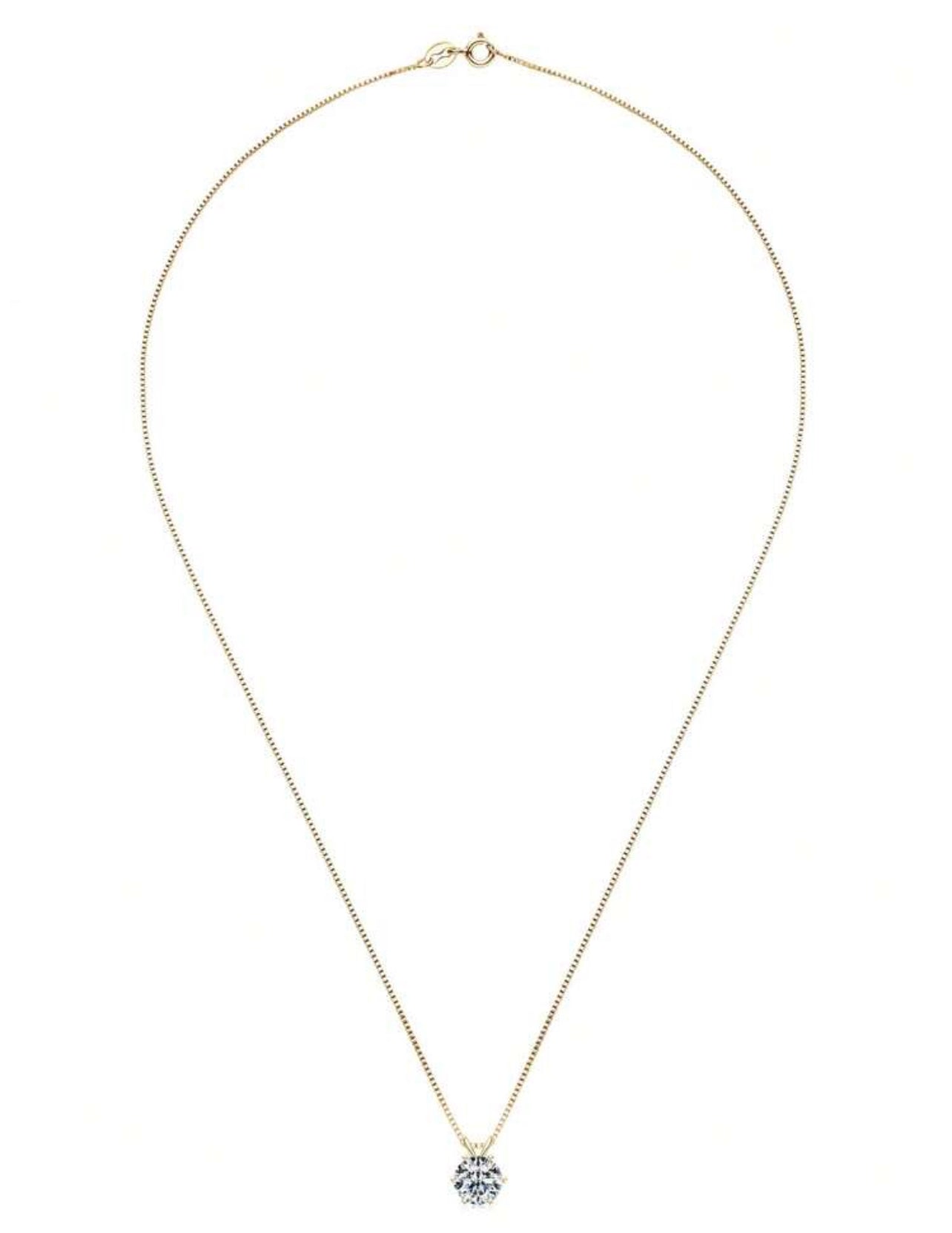 Colar Ponto de Luz Moissanite Clássico / 8mm - 2CT Prata 925 Banho de Ouro 18 k Dourado