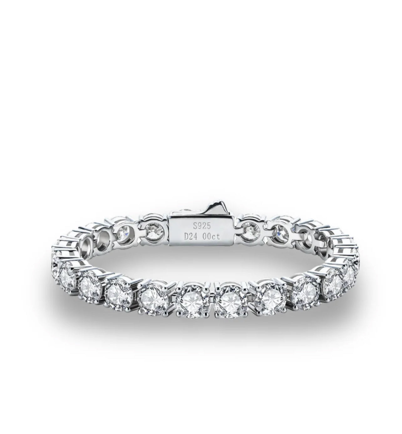 Pulseira Riviera Moissanite Clássico 6,5 mm Prata 925 Banho de Ouro 18k Branco