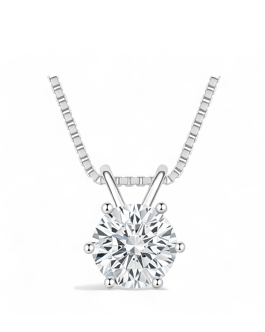 Colar Ponto de Luz Moissanite Clássico / 8mm - 2CT Prata 925 Banho de Ouro 18 k