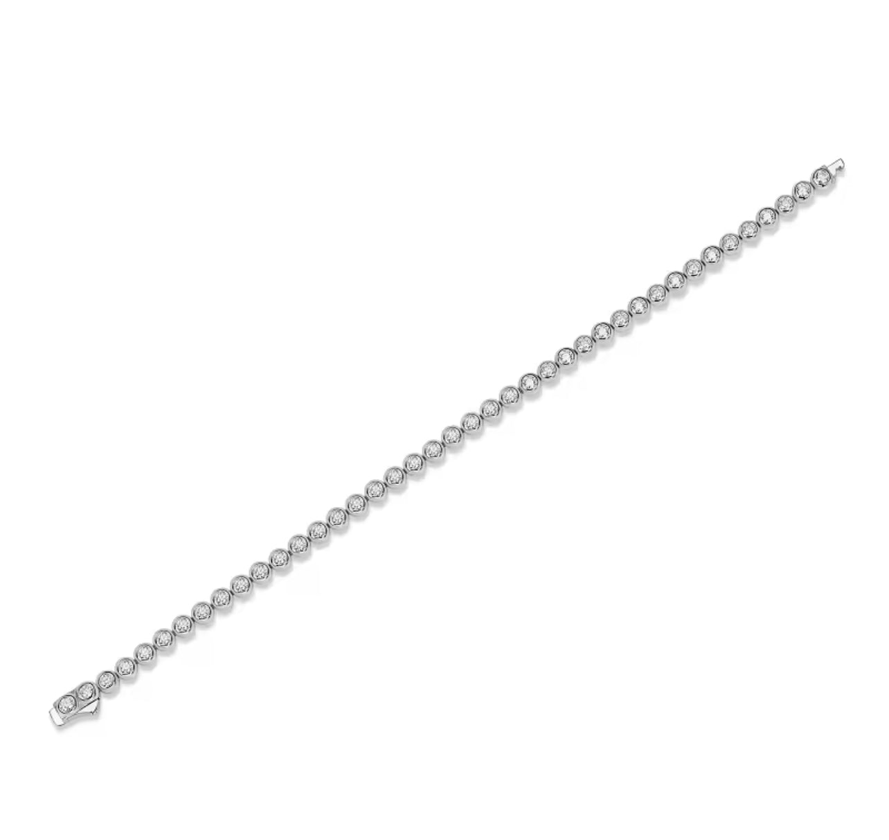 Pulseira Riviera Moissanite Clássico 2mm Prata 925 Banho de Ouro 18 k Branco