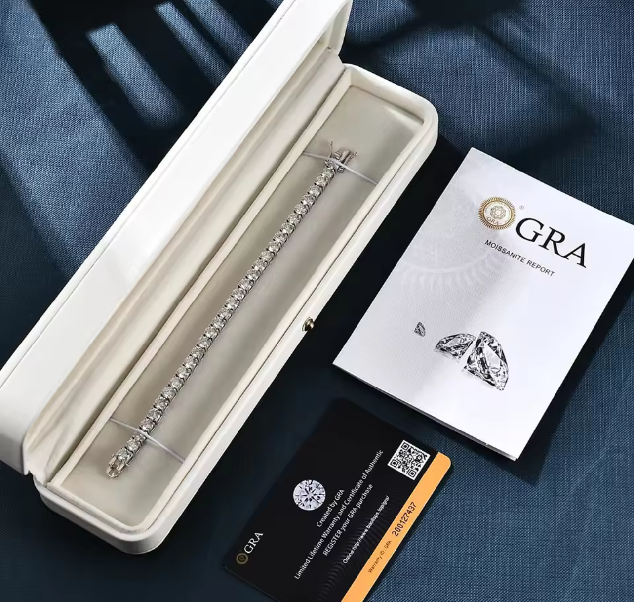 Pulseira Riviera Moissanite Clássico 3mm Prata 925 Banho de Ouro 18k Branco