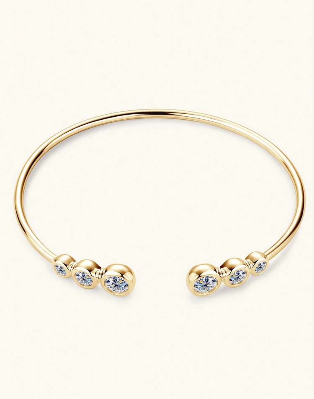 Bracelete Ponto de Luz Encapado Aurora Moissanite Clássico Prata 925 Banho de Ouro 18 k Dourado