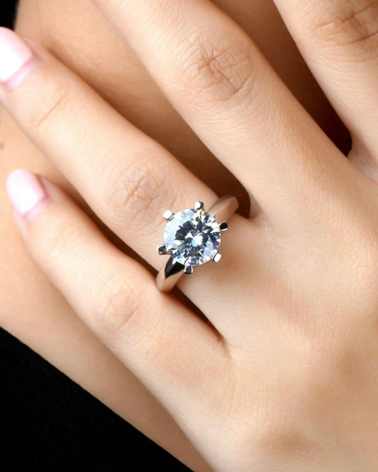 Solitário em Moissanite 1 Pedra com corte redondo,Prata 925, cor D-E, pureza VVS1, com pedras de 9mm,3ct acompanhada de Certificado GRA da pedra