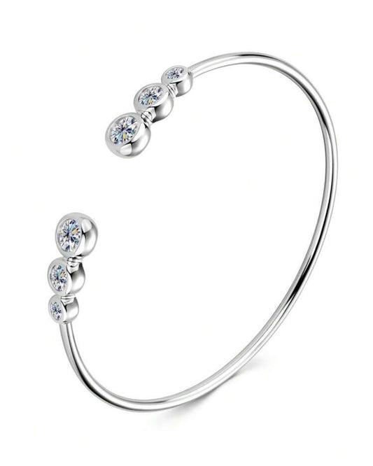 Bracelete Ponto de Luz Encapado Aurora Moissanite Clássico Prata 925 Banho de Ouro 18 k Dourado