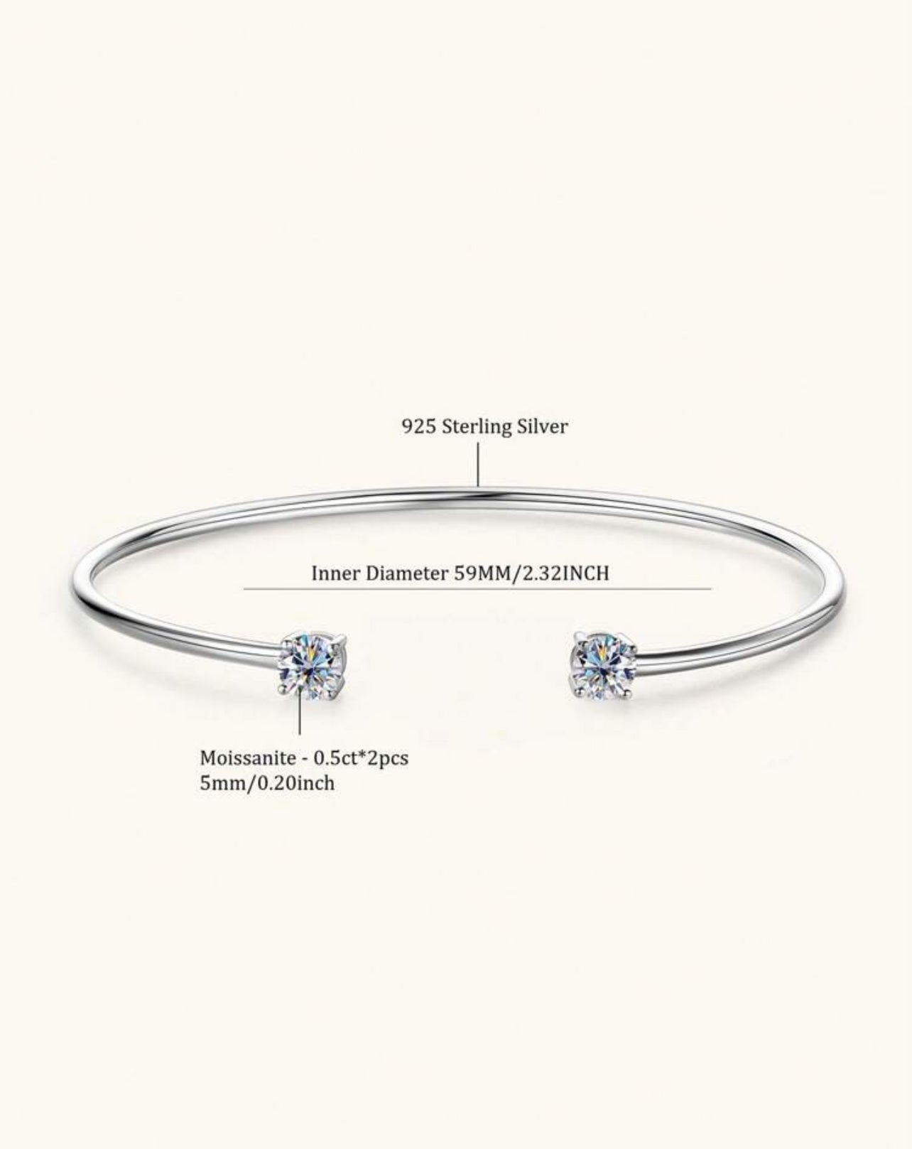 Bracelete Ponto de Luz Encapado Lumiére Moissanite Clássico Prata 925 Banho de Ouro 18 k Branco