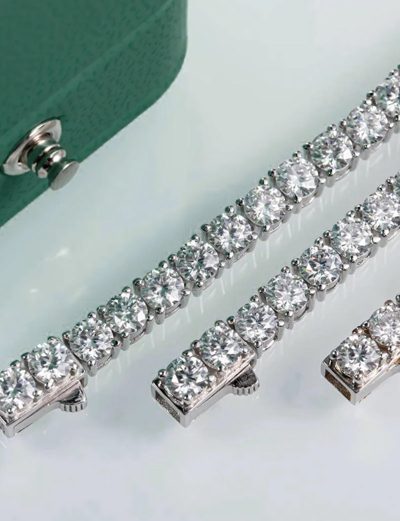 Colar Riviera Moissanite Prata 925 Banho de Ouro Branco 18k
