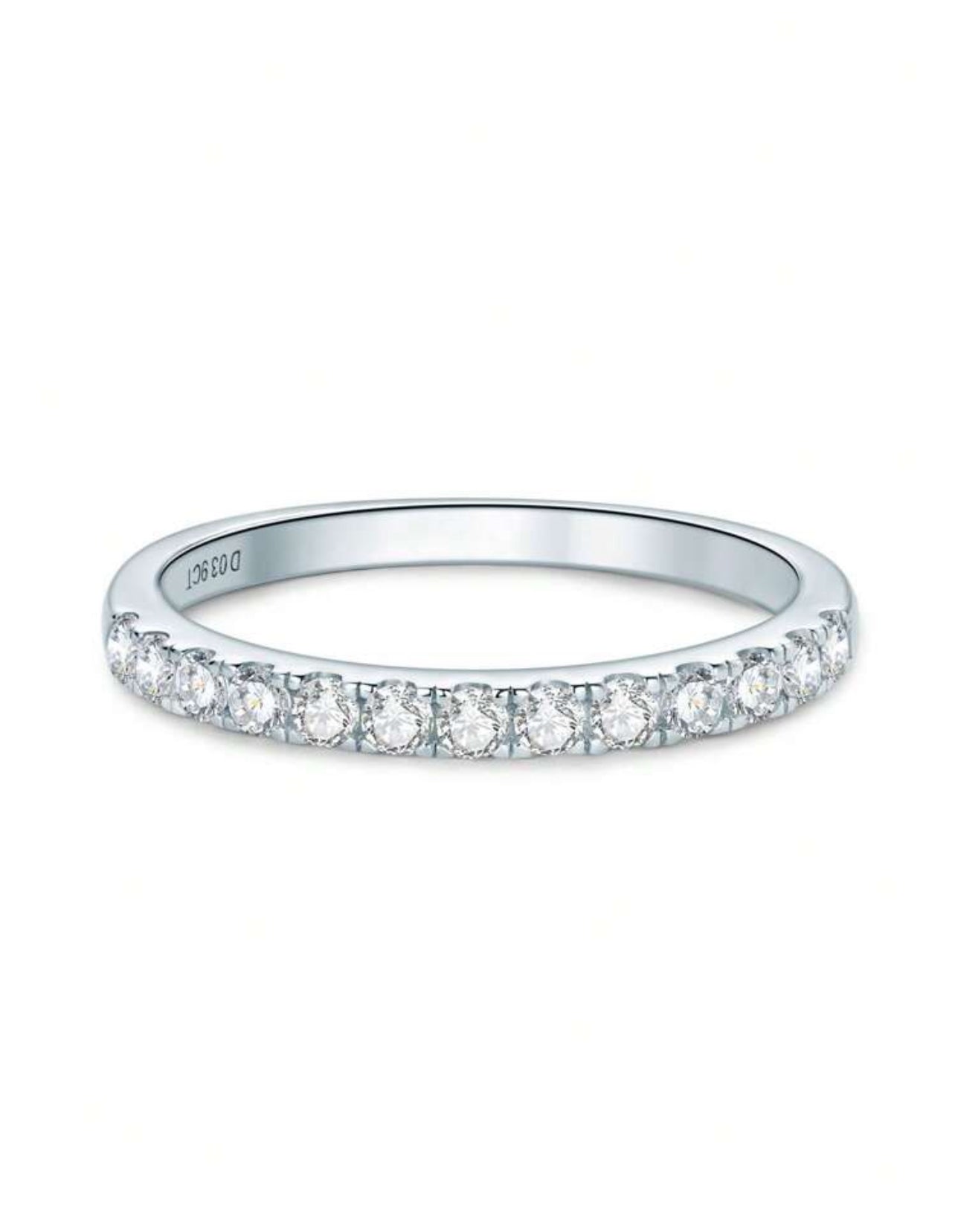 Meia Aliança - Cravejada em Moissanite - Em Prata 925 - 2 mm