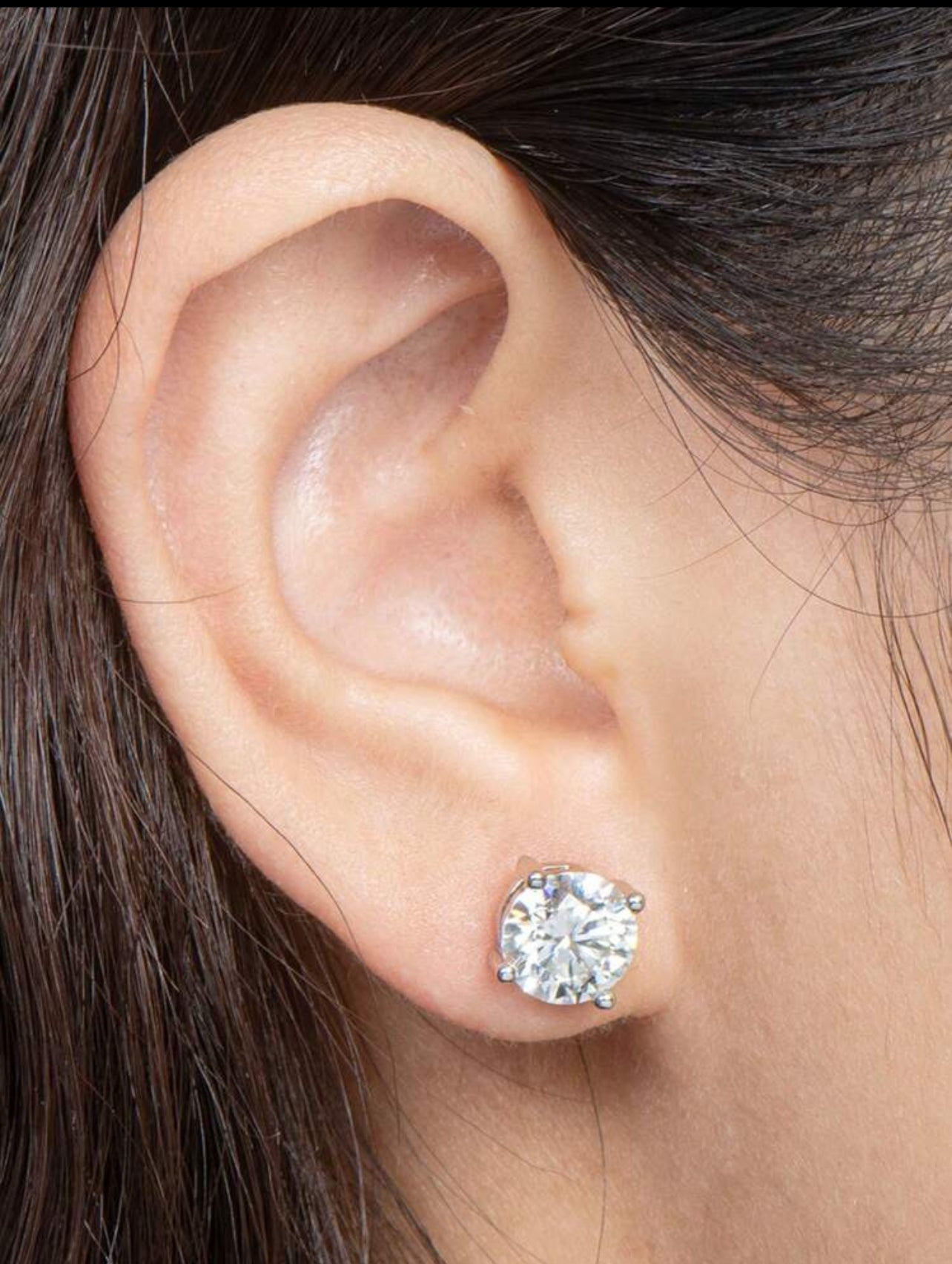 Brinco Ponto Luz Moissanite - Prata 925 Banho de Ouro 18 K