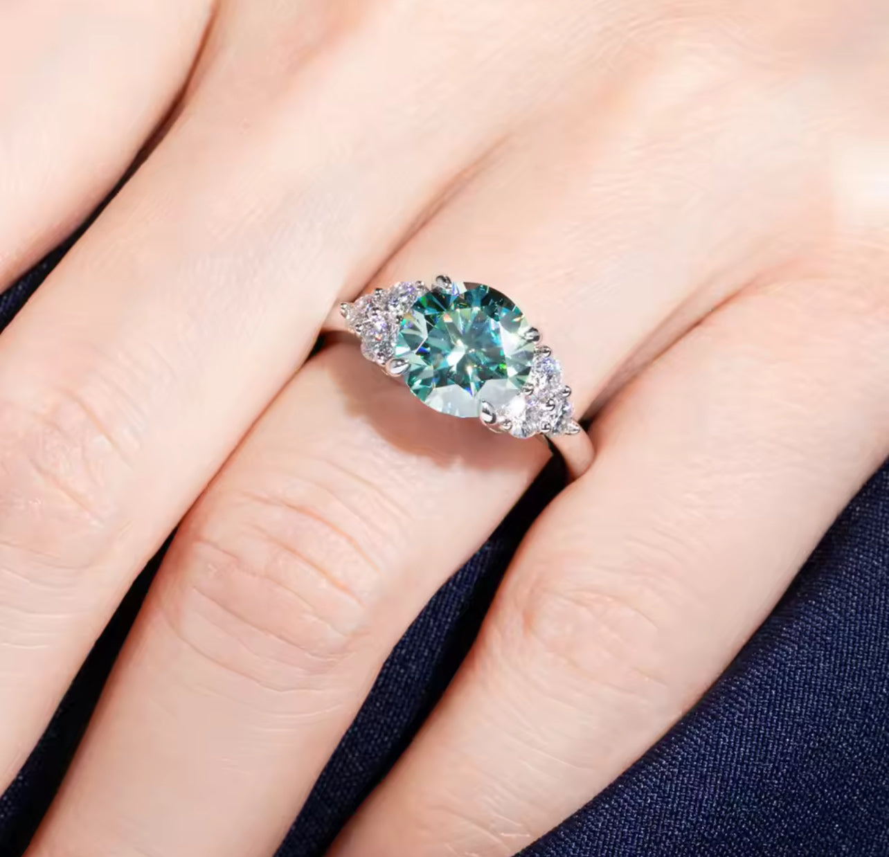 Anel Luxury Green Moissanite