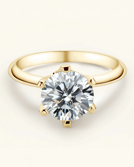 Solitário em Moissanite 1 Pedra com corte redondo,Prata 925, com Banho em ouro Dourado 18k cor D-E, pureza VVS1, com pedras de 9mm,3ct acompanhada de Certificado GRA da pedra