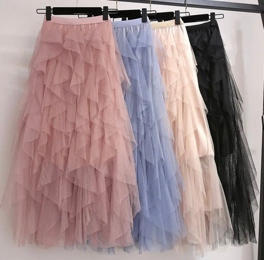 Saia de Tule em Babados